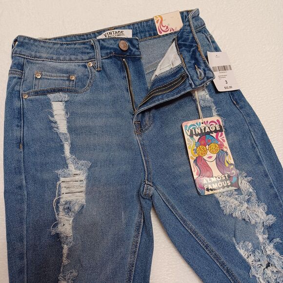 Almost Famous Vintage Ankle Women's Distressed High-Rise Jeans Size 3 - Picture 8 of 12